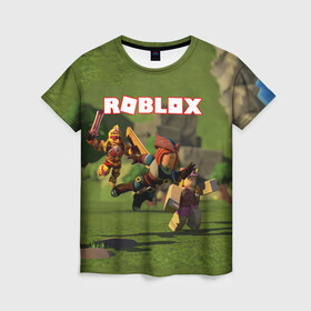 Женская футболка 3D с принтом ROBLOX , 100% полиэфир ( синтетическое хлопкоподобное полотно) | прямой крой, круглый вырез горловины, длина до линии бедер | roblox | игра | компьютерная игра | логотип | онлайн | онлайн игра | роблакс | роблокс