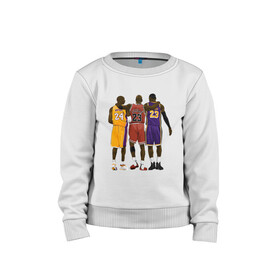 Детский свитшот хлопок с принтом Kobe, Michael, LeBron , 100% хлопок | круглый вырез горловины, эластичные манжеты, пояс и воротник | basketball | black | bryant | bulls | chicago | game | james | jordan | kobe | lakers | lebron | los angeles | michael | nba | rip | sla | баскетбол | баскетболист | брайант | буллс | джеймс | джордан | игрок | коби | леброн | лейкерс | лос андж