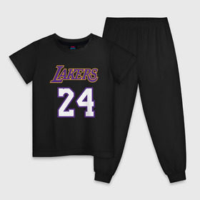 Детская пижама хлопок с принтом Lakers 24 , 100% хлопок |  брюки и футболка прямого кроя, без карманов, на брюках мягкая резинка на поясе и по низу штанин
 | basketball | black | bryant | game | james | kobe | kobebryant | lakers | lebron | los angeles | mamba | nba | rip | slam dunk | баскетбол | баскетболист | брайант | браянт | джеймс | игрок | коби | леброн | лейкерс | лос анджеле