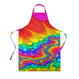 Фартук 3D с принтом TIE-DYE , 100% полиэстер | общий размер — 65 х 85 см, ширина нагрудника — 26 см, горловина — 53 см, длина завязок — 54 см, общий обхват в поясе — 173 см. Принт на завязках и на горловине наносится с двух сторон, на основной части фартука — только с внешней стороны | abstract | abstraction | color | fractal | geometry | paitnt | polygon | polygonal | psy | абстракция | геометрия | краски | неоновые | полигоны | психоделика | фрактал