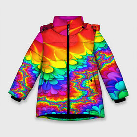 Зимняя куртка для девочек 3D с принтом TIE-DYE , ткань верха — 100% полиэстер; подклад — 100% полиэстер, утеплитель — 100% полиэстер. | длина ниже бедра, удлиненная спинка, воротник стойка и отстегивающийся капюшон. Есть боковые карманы с листочкой на кнопках, утяжки по низу изделия и внутренний карман на молнии. 

Предусмотрены светоотражающий принт на спинке, радужный светоотражающий элемент на пуллере молнии и на резинке для утяжки. | abstract | abstraction | color | fractal | geometry | paitnt | polygon | polygonal | psy | абстракция | геометрия | краски | неоновые | полигоны | психоделика | фрактал