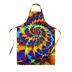 Фартук 3D с принтом TIE-DYE COLOR , 100% полиэстер | общий размер — 65 х 85 см, ширина нагрудника — 26 см, горловина — 53 см, длина завязок — 54 см, общий обхват в поясе — 173 см. Принт на завязках и на горловине наносится с двух сторон, на основной части фартука — только с внешней стороны | abstract | abstraction | color | fractal | geometry | paitnt | polygon | polygonal | psy | абстракция | геометрия | краски | неоновые | полигоны | психоделика | фрактал