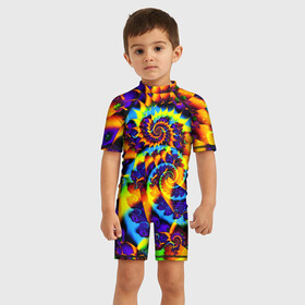 Детский купальный костюм 3D с принтом TIE DYE COLOR , Полиэстер 85%, Спандекс 15% | застежка на молнии на спине | abstract | abstraction | color | fractal | geometry | paitnt | polygon | polygonal | psy | абстракция | геометрия | краски | неоновые | полигоны | психоделика | фрактал