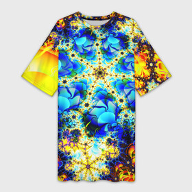 Платье-футболка 3D с принтом ИЛЛЮЗИЯ ФРАКТАЛОВ ,  |  | abstract | abstraction | color | fractal | geometry | paitnt | polygon | polygonal | psy | абстракция | геометрия | краски | неоновые | полигоны | психоделика | фрактал
