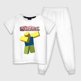 Детская пижама хлопок с принтом Roblox Dab , 100% хлопок |  брюки и футболка прямого кроя, без карманов, на брюках мягкая резинка на поясе и по низу штанин
 | game | game roblox | logo roblox | online game | oof roblox dabbing | roblox | roblox dab | roblox noob | игра | игра роблокс | лого роблокс | онлайн игра | онлайн игра роблокс | роблокс | роблокс даб