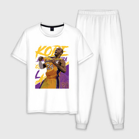 Мужская пижама хлопок с принтом Kobe - Lakers , 100% хлопок | брюки и футболка прямого кроя, без карманов, на брюках мягкая резинка на поясе и по низу штанин
 | basketball | black | bryant | game | james | kobe | kobebryant | lakers | lebron | los angeles | mamba | nba | rip | slam dunk | баскетбол | баскетболист | брайант | браянт | джеймс | игрок | коби | леброн | лейкерс | лос анджеле