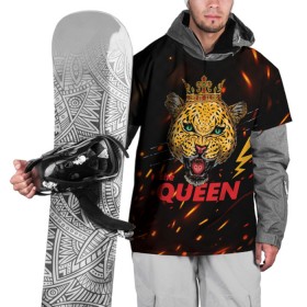 Накидка на куртку 3D с принтом the Queen , 100% полиэстер |  | queen | большая кошка | королева | корона | кошка | леопард | львица | молния