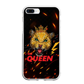 Чехол для iPhone 7Plus/8 Plus матовый с принтом the Queen , Силикон | Область печати: задняя сторона чехла, без боковых панелей | queen | большая кошка | королева | корона | кошка | леопард | львица | молния