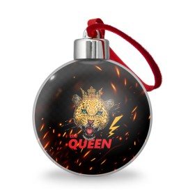 Ёлочный шар с принтом the Queen , Пластик | Диаметр: 77 мм | Тематика изображения на принте: queen | большая кошка | королева | корона | кошка | леопард | львица | молния