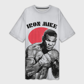 Платье-футболка 3D с принтом Iron Mike ,  |  | iron mike | iron mike tyson | mike tyson | бокс | железный майк | майк тайсон | таисон | тайсон