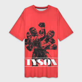 Платье-футболка 3D с принтом Tyson ,  |  | Тематика изображения на принте: iron mike | iron mike tyson | mike tyson | бокс | железный майк | майк тайсон | таисон | тайсон