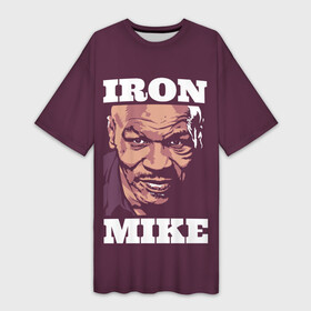 Платье-футболка 3D с принтом Mike Tyson ,  |  | Тематика изображения на принте: iron mike | iron mike tyson | mike tyson | бокс | железный майк | майк тайсон | таисон | тайсон