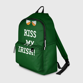 Рюкзак 3D с принтом Kiss my Irish , 100% полиэстер | лямки с регулируемой длиной, сверху петелька, чтобы рюкзак можно было повесить на вешалку. Основное отделение закрывается на молнию, как и внешний карман. Внутри два дополнительных кармана, один из которых закрывается на молнию. По бокам два дополнительных кармашка | британия | день святого патрика | золото | ирландия