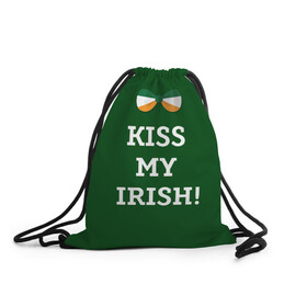 Рюкзак-мешок 3D с принтом Kiss my Irish , 100% полиэстер | плотность ткани — 200 г/м2, размер — 35 х 45 см; лямки — толстые шнурки, застежка на шнуровке, без карманов и подкладки | Тематика изображения на принте: британия | день святого патрика | золото | ирландия