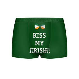 Мужские трусы 3D с принтом Kiss my Irish , 50% хлопок, 50% полиэстер | классическая посадка, на поясе мягкая тканевая резинка | Тематика изображения на принте: британия | день святого патрика | золото | ирландия