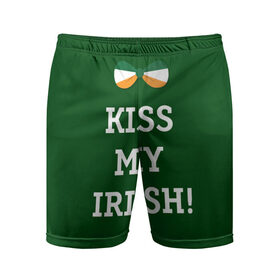 Мужские шорты спортивные с принтом Kiss my Irish ,  |  | британия | день святого патрика | золото | ирландия