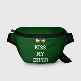 Поясная сумка 3D с принтом Kiss my Irish , 100% полиэстер | плотная ткань, ремень с регулируемой длиной, внутри несколько карманов для мелочей, основное отделение и карман с обратной стороны сумки застегиваются на молнию | британия | день святого патрика | золото | ирландия