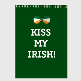Скетчбук с принтом Kiss my Irish , 100% бумага
 | 48 листов, плотность листов — 100 г/м2, плотность картонной обложки — 250 г/м2. Листы скреплены сверху удобной пружинной спиралью | британия | день святого патрика | золото | ирландия