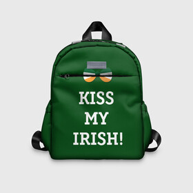 Детский рюкзак 3D с принтом Kiss my Irish , 100% полиэстер | лямки с регулируемой длиной, сверху петелька, чтобы рюкзак можно было повесить на вешалку. Основное отделение закрывается на молнию, как и внешний карман. Внутри дополнительный карман. По бокам два дополнительных кармашка | Тематика изображения на принте: британия | день святого патрика | золото | ирландия