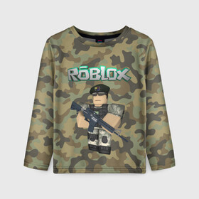 Детский лонгслив 3D с принтом Roblox 23 February Camouflage , 100% полиэстер | длинные рукава, круглый вырез горловины, полуприлегающий силуэт
 | 23 февраля | game | game roblox | logo roblox | online game | r | roblox | день защитника | день защитника отечества | игра | игра роблокс | лого | лого роблокс | логотип | надпись | онлайн игра | онлайн игра роблокс | роблокс