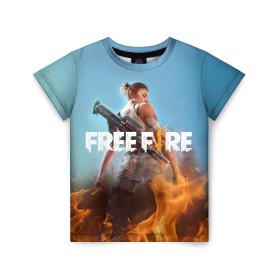 Детская футболка 3D с принтом free fire , 100% гипоаллергенный полиэфир | прямой крой, круглый вырез горловины, длина до линии бедер, чуть спущенное плечо, ткань немного тянется | free fire | freefire | игра free fire | игра фрифаер | фри файр | фрифаер