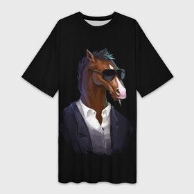 Платье-футболка 3D с принтом БоДжек Арт 2 ,  |  | art | bojack horseman | cartoon | netflix | retro | retrowave | бо джек | кино | конь боджек | мультики | мультфильмы | нетфликс | ретро | ретровейв | сериалы