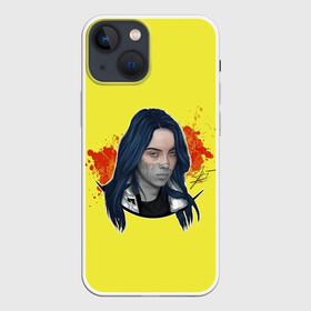 Чехол для iPhone 13 mini с принтом Billie Yellow and Red ,  |  | Тематика изображения на принте: bad | bad guy | billi | billie | billie eilish | eilish | good girl | music | swag | айлиш | беляш | били | били айлиш | билли | билли айлиш | билли эйлиш | биляш | музка | певица | эйлиш