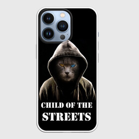Чехол для iPhone 13 Pro с принтом Дитя улиц ,  |  | Тематика изображения на принте: cat | gangster | балахон | глаза | дитя улиц | кот | котик | крутой | крутой принт | принт | с надписью | топ | тренд