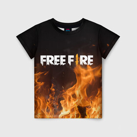 Детская футболка 3D с принтом FREE FIRE , 100% гипоаллергенный полиэфир | прямой крой, круглый вырез горловины, длина до линии бедер, чуть спущенное плечо, ткань немного тянется | free fire | freefire | игра free fire | игра фрифаер | фри файр | фрифаер