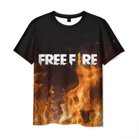 Мужская футболка 3D с принтом FREE FIRE , 100% полиэфир | прямой крой, круглый вырез горловины, длина до линии бедер | Тематика изображения на принте: free fire | freefire | игра free fire | игра фрифаер | фри файр | фрифаер