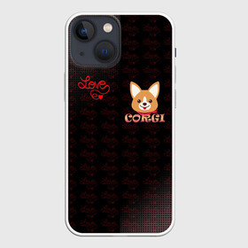 Чехол для iPhone 13 mini с принтом Корги ,  |  | 3d | corg | dog | день святого валеина | корги | кость | лапа | лого | логотип | надпись | собака | эмблема