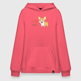 Худи SuperOversize хлопок с принтом I LOVE CORGI , 70% хлопок, 30% полиэстер, мягкий начес внутри | карман-кенгуру, эластичная резинка на манжетах и по нижней кромке, двухслойный капюшон
 | animals | corgi | dogs | pets | puppies | queen | животные | корги | королева | песики | питомцы | собаки | щенки