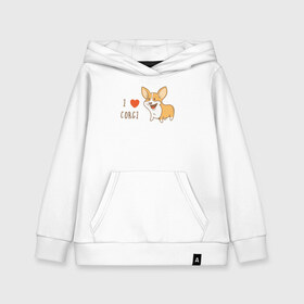 Детская толстовка хлопок с принтом I LOVE CORGI , 100% хлопок | Круглый горловой вырез, эластичные манжеты, пояс, капюшен | Тематика изображения на принте: animals | corgi | dogs | pets | puppies | queen | животные | корги | королева | песики | питомцы | собаки | щенки