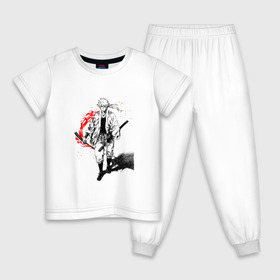 Детская пижама хлопок с принтом Аниме Гинтама, Gintama , 100% хлопок |  брюки и футболка прямого кроя, без карманов, на брюках мягкая резинка на поясе и по низу штанин
 | 