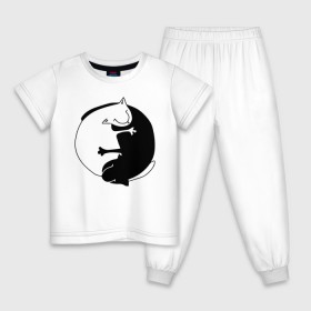 Детская пижама хлопок с принтом Инь-Янь Коты , 100% хлопок |  брюки и футболка прямого кроя, без карманов, на брюках мягкая резинка на поясе и по низу штанин
 | инь янь | кот | котэ | котята | купить | футболка
