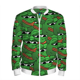 Мужской бомбер 3D с принтом Pepe The Frog , 100% полиэстер | застегивается на молнию, по бокам два кармана без застежек, по низу бомбера и на воротнике - эластичная резинка | frog | meme | memes | pepe | pepe the frog | грустная жабка | лягушка | лягушонок пепе | мем | мемы
