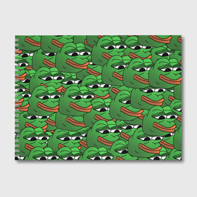 Альбом для рисования с принтом Pepe The Frog , 100% бумага
 | матовая бумага, плотность 200 мг. | frog | meme | memes | pepe | pepe the frog | грустная жабка | лягушка | лягушонок пепе | мем | мемы