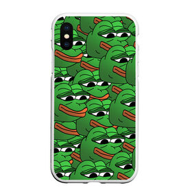 Чехол для iPhone XS Max матовый с принтом Pepe The Frog , Силикон | Область печати: задняя сторона чехла, без боковых панелей | Тематика изображения на принте: frog | meme | memes | pepe | pepe the frog | грустная жабка | лягушка | лягушонок пепе | мем | мемы