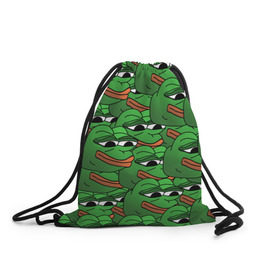 Рюкзак-мешок 3D с принтом Pepe The Frog , 100% полиэстер | плотность ткани — 200 г/м2, размер — 35 х 45 см; лямки — толстые шнурки, застежка на шнуровке, без карманов и подкладки | frog | meme | memes | pepe | pepe the frog | грустная жабка | лягушка | лягушонок пепе | мем | мемы