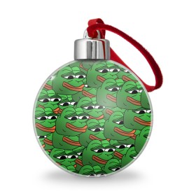 Ёлочный шар с принтом Pepe The Frog , Пластик | Диаметр: 77 мм | Тематика изображения на принте: frog | meme | memes | pepe | pepe the frog | грустная жабка | лягушка | лягушонок пепе | мем | мемы