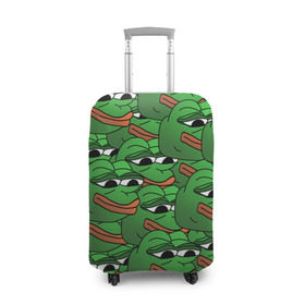 Чехол для чемодана 3D с принтом Pepe The Frog , 86% полиэфир, 14% спандекс | двустороннее нанесение принта, прорези для ручек и колес | frog | meme | memes | pepe | pepe the frog | грустная жабка | лягушка | лягушонок пепе | мем | мемы