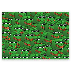 Поздравительная открытка с принтом Pepe The Frog , 100% бумага | плотность бумаги 280 г/м2, матовая, на обратной стороне линовка и место для марки
 | frog | meme | memes | pepe | pepe the frog | грустная жабка | лягушка | лягушонок пепе | мем | мемы