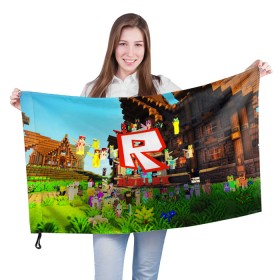Флаг 3D с принтом ROBLOX , 100% полиэстер | плотность ткани — 95 г/м2, размер — 67 х 109 см. Принт наносится с одной стороны | game | gamer | logo | roblox | игры | логотип | роблокс