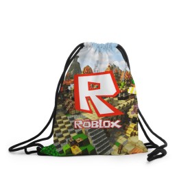 Рюкзак-мешок 3D с принтом ROBLOX , 100% полиэстер | плотность ткани — 200 г/м2, размер — 35 х 45 см; лямки — толстые шнурки, застежка на шнуровке, без карманов и подкладки | Тематика изображения на принте: game | gamer | logo | roblox | игры | логотип | роблокс