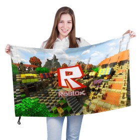 Флаг 3D с принтом ROBLOX , 100% полиэстер | плотность ткани — 95 г/м2, размер — 67 х 109 см. Принт наносится с одной стороны | game | gamer | logo | roblox | игры | логотип | роблокс