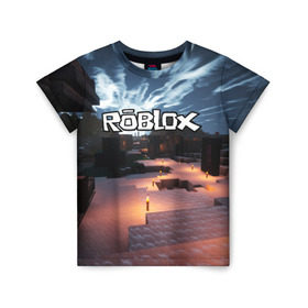Детская футболка 3D с принтом ROBLOX , 100% гипоаллергенный полиэфир | прямой крой, круглый вырез горловины, длина до линии бедер, чуть спущенное плечо, ткань немного тянется | game | gamer | logo | roblox | игры | логотип | роблокс