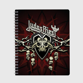 Тетрадь с принтом Judas Priest , 100% бумага | 48 листов, плотность листов — 60 г/м2, плотность картонной обложки — 250 г/м2. Листы скреплены сбоку удобной пружинной спиралью. Уголки страниц и обложки скругленные. Цвет линий — светло-серый
 | breaking the law | judas priest | live | painkiller | гленн типтон | грув | метал | роб хэлфорд | рок | тим оуэнс | хард | хеви