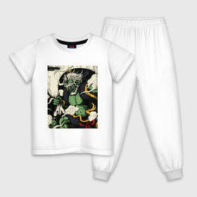 Детская пижама хлопок с принтом God of wind , 100% хлопок |  брюки и футболка прямого кроя, без карманов, на брюках мягкая резинка на поясе и по низу штанин
 | art | demon | god | japan | monster | shinto | арт | бог | демон | иллюстрация | монстр | япония | японский