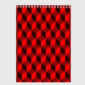Скетчбук с принтом Кубики , 100% бумага
 | 48 листов, плотность листов — 100 г/м2, плотность картонной обложки — 250 г/м2. Листы скреплены сверху удобной пружинной спиралью | геометрия | квадратики | квадраты | красная майка | красная футболка | красные квадраты | красные кубики | красные трусы | красные шорты | красный р | красный топ | красный чехол