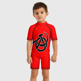Детский купальный костюм 3D с принтом Анархия , Полиэстер 85%, Спандекс 15% | застежка на молнии на спине | art | rock | sons of anarchy | анархия | арт | группа | егор летов | логотип | музыка | панк | панк рок | прикольная | рок | свобода | хаос